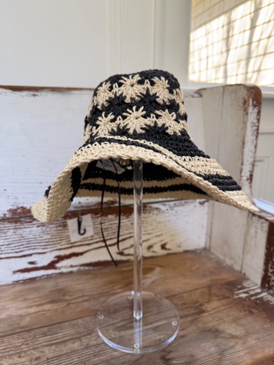 NWT Anthropologie Paper Crochet Black Sun Hat main image 6